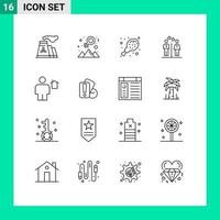 paquete de iconos de vector de stock de 16 signos y símbolos de línea para elementos de diseño de vector editables de cuerpo niña pollo niño mujeres