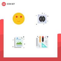 conjunto moderno de 4 iconos y símbolos planos, como elementos de diseño vectorial editables de idea de energía de estudio de diseñador avergonzado vector