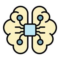 Ai brain icon color outline vector