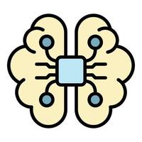 Ai brain icon color outline vector