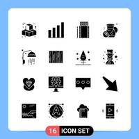 16 Solid Black Icon Pack Glyph Symbols for Mobile Apps isolated on white background 16 Icons Set Creative Black Icon vector background