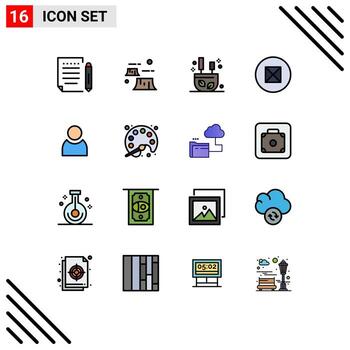 User Interface Pack of 16 Basic Flat Color Filled Lines of user symbols environment beliefs sticks Editable Creative Vector Design Elements