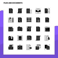 25 Files And Documents Icon set. Solid Glyph Icon Vector Illustration Template For Web and Mobile. Ideas for business company.