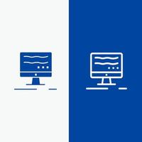 Computer Online Marketing Line and Glyph Solid icon Blue banner Line and Glyph Solid icon Blue banner vector