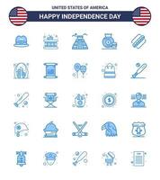 Big Pack of 25 USA Happy Independence Day USA Vector Blues and Editable Symbols of states american american america money Editable USA Day Vector Design Elements