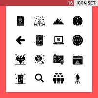 16 Icon Pack Solid Style Glyph Symbols on White Background Simple Signs for general designing Creative Black Icon vector background