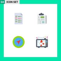 Pictogram Set of 4 Simple Flat Icons of document pin healthcare location lovers Editable Vector Design Elements