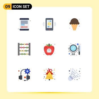 9 Universal Flat Colors Set for Web and Mobile Applications health apple food toy abacus Editable Vector Design Elements