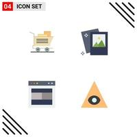 Set of 4 Vector Flat Icons on Grid for cart layout gallery photography web Editable Vector Design Elements