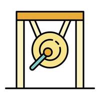 Boxing gong icon color outline vector