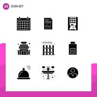 Set of 9 Vector Solid Glyphs on Grid for building solid financial hardware disk Editable Vector Design Elements