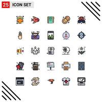 User Interface Pack of 25 Basic Filled line Flat Colors of costume cookie sketch notebook biscuit sketch Editable Vector Design Elements