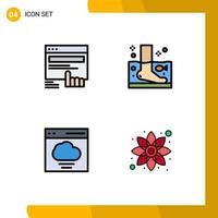 Set of 4 Modern UI Icons Symbols Signs for click wellness web relaxation communication Editable Vector Design Elements