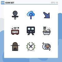 9 Creative Icons Modern Signs and Symbols of train railway down maps table Editable Vector Design Elements