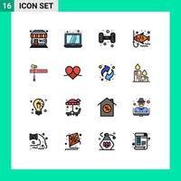 Universal Icon Symbols Group of 16 Modern Flat Color Filled Lines of festival decoration gym leisure fishing Editable Creative Vector Design Elements