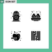 4 User Interface Solid Glyph Pack of modern Signs and Symbols of city neoscoin food diet crypto Editable Vector Design Elements