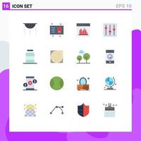 Set of 16 Commercial Flat Colors pack for interface basic degree user communication Editable Pack of Creative Vector Design Elements