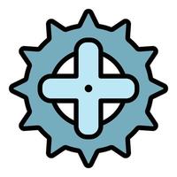 Bike chainwheel icon color outline vector