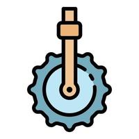 Pedal cog wheel icon color outline vector