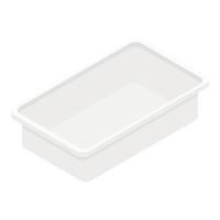 icono de caja de plástico de alimentos, estilo isométrico vector