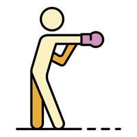 Boxing man icon color outline vector