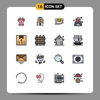 Modern Set of 16 Flat Color Filled Lines and symbols such as delivery hacker hotel confirm tablet Editable Creative Vector Design Elements