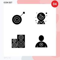 Set of 4 Commercial Solid Glyphs pack for archery audio trophy direction monitor Editable Vector Design Elements