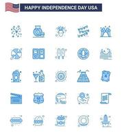 Set of 25 USA Day Icons American Symbols Independence Day Signs for american ice american icecream party decoration Editable USA Day Vector Design Elements