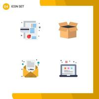 Editable Vector Line Pack of 4 Simple Flat Icons of business email debit cargo mail Editable Vector Design Elements