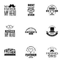 9 Black Happy Fathers Day Design Collection A set of twelve brown colored vintage style Fathers Day Designs on light background Editable Vector Design Elements