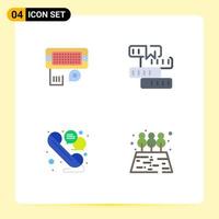 4 iconos planos universales establecidos para aplicaciones web y móviles adaptador de entrada de chat conocimiento hablar elementos de diseño vectorial editables vector