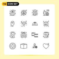 Universal Icon Symbols Group of 16 Modern Outlines of user arrow coffee user man Editable Vector Design Elements