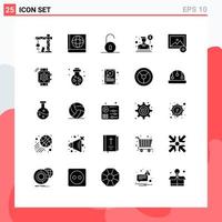 Pack of 25 creative Solid Glyphs of timer watch agent photo add Editable Vector Design Elements