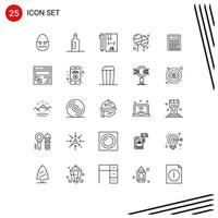 Set of 25 Modern UI Icons Symbols Signs for calculator party coding holi balloon Editable Vector Design Elements