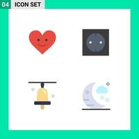 4 Universal Flat Icons Set for Web and Mobile Applications love school appliances technology holiday Editable Vector Design Elements