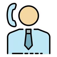 Call center help icon color outline vector