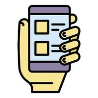 Take smartphone vote icon color outline vector