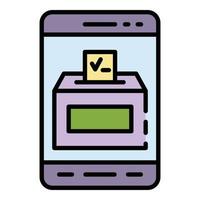 Smartphone video ballot box icon color outline vector