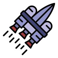 Space rocket ship icon color outline vector