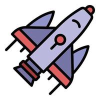 Spaceship icon color outline vector