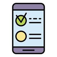 Smartphone test vote icon color outline vector