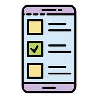 Done smartphone vote icon color outline vector