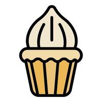 Cupcake meringue icon color outline vector