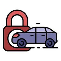 Locked car icon color outline vector