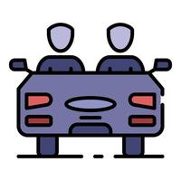 People driving car icon color outline vector