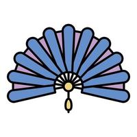 Foldable hand fan icon color outline vector