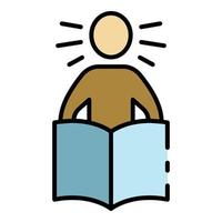 Read book learning icon color outline vector