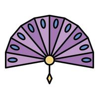 Japan hand fan icon color outline vector