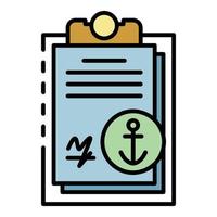 Marine port clipboard icon color outline vector