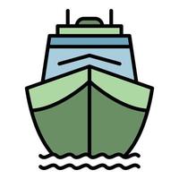 Front cargo ship icon color outline vector